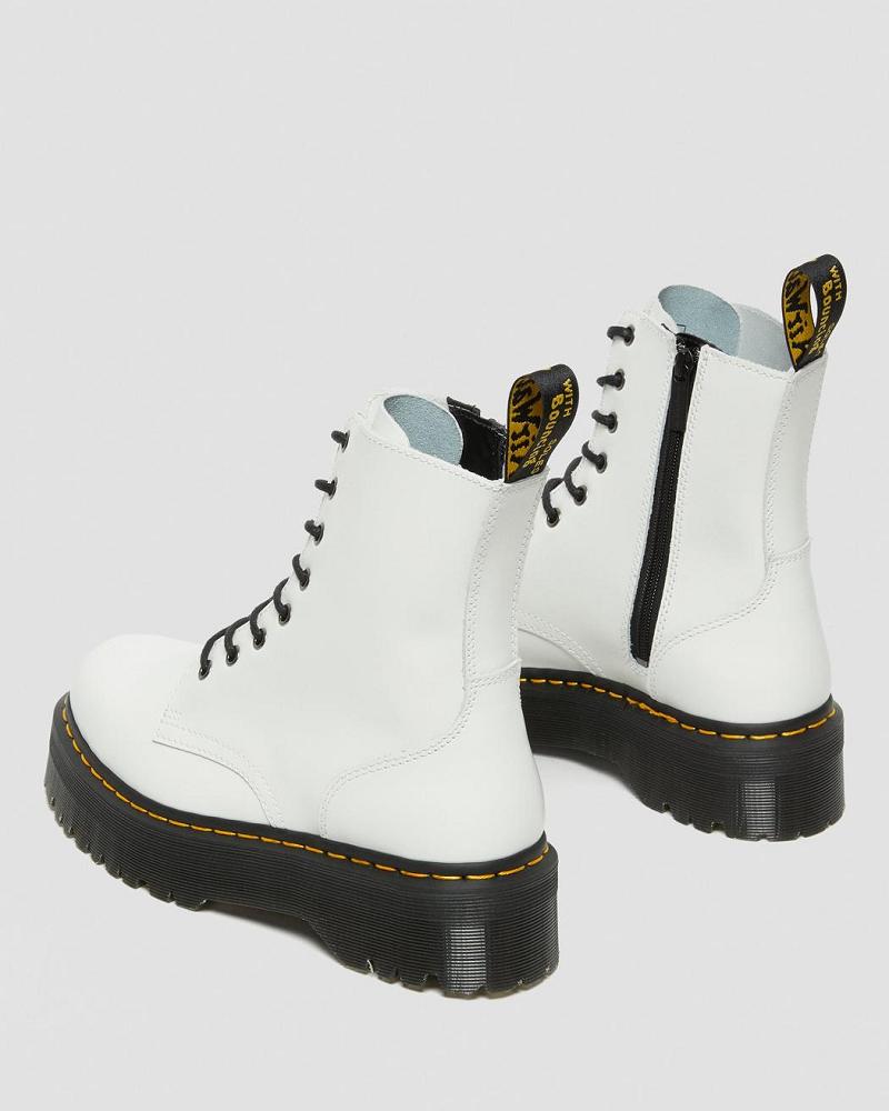 Dr Martens Jadon Smooth Læder Platform Støvler Dame Hvide | DK 247MQZ